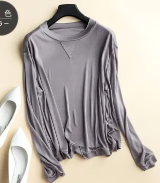Осенняя одежда новая шелковая футболка с длинным рукавом 2021|t-shirt with long sleeves|silk