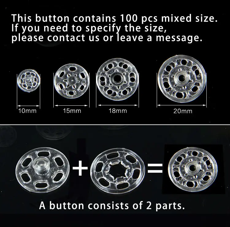 100 комплекты смешанного размера невидимыми кнопками | Дом и сад