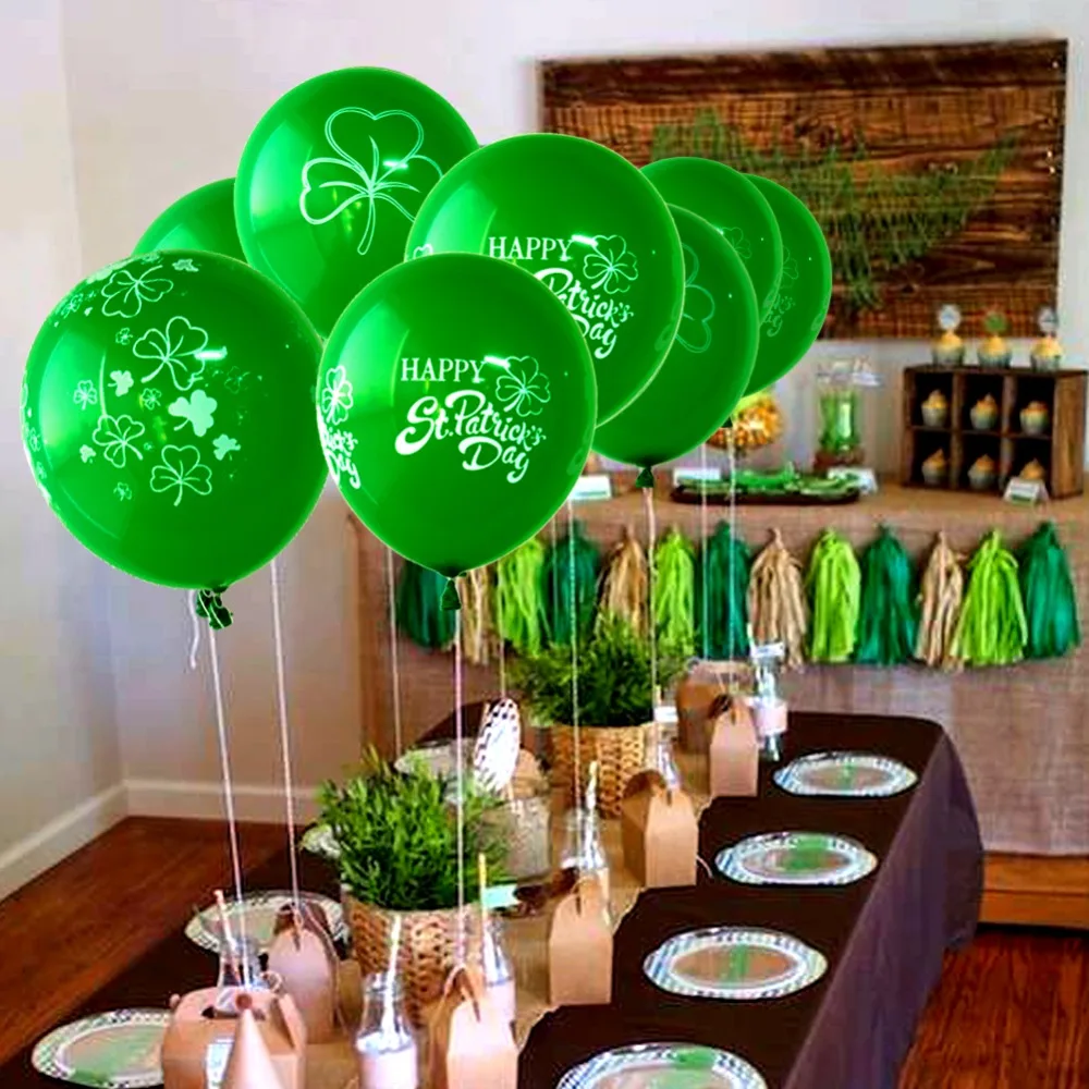 Набор из 15 латексных шаров Happy St Patricks Day ирландский зеленый трилистник надувные