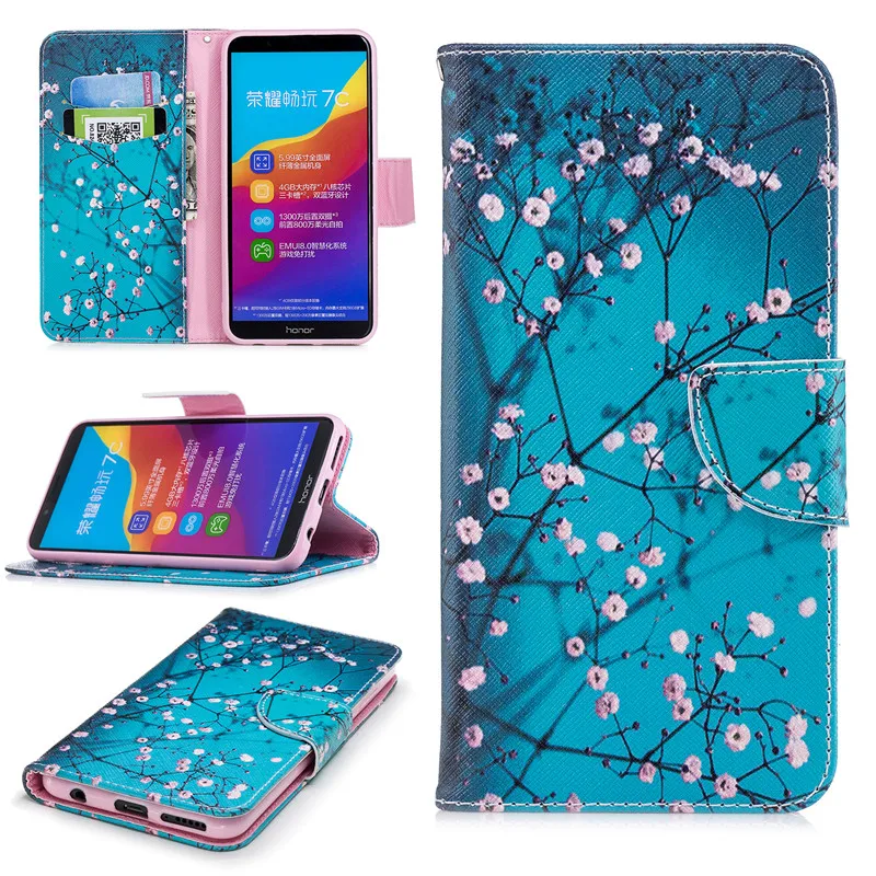 Чехол книжка из искусственной кожи для Huawei Y7 Prime 2018 чехол кошелек с подставкой и