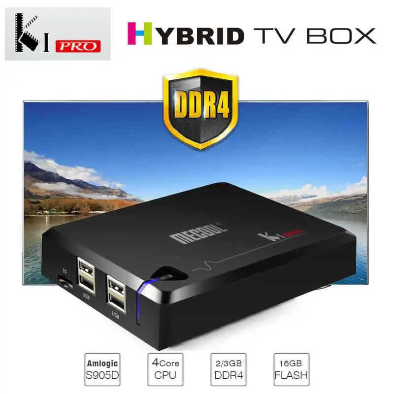 Mecool KI PRO Android 7,1 ТВ Box Amlogic S905D 4 ядра 64 бит DVB-T2 DVB-S2 DVB-C 2 Гб DDR4 16 Гб Встроенная память Смарт set top tv Box