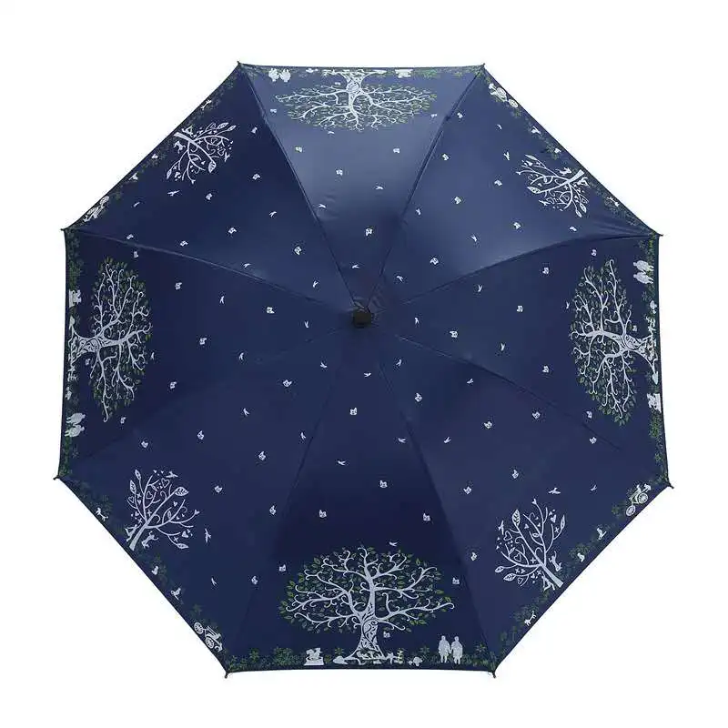 New Clear Umbrella Small Fresh Student Folding Lovers Under The Tree Blue Vinyl Sunscreen Fashion Mini Cute | Дом и сад