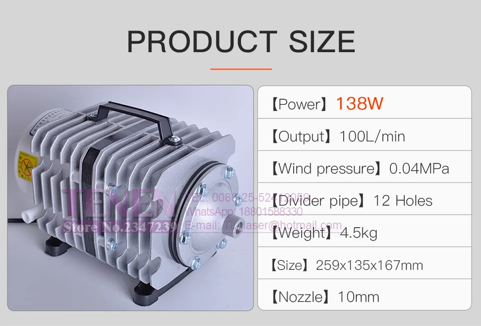 ACO-008 220V 138W 100L/мин Электрический магнитный воздушный компрессор SUNSUN воздушный насос для лазерного станка золы удалить для разведения аквариумных Рыбок