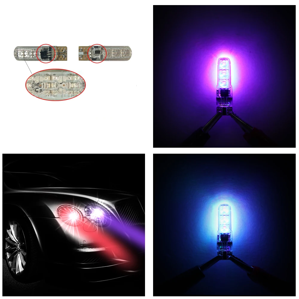 T10 5050 6SMD RGBW кремнезема LED 12 В 2 Вт автомобилей Клин светлую сторону внутреннее