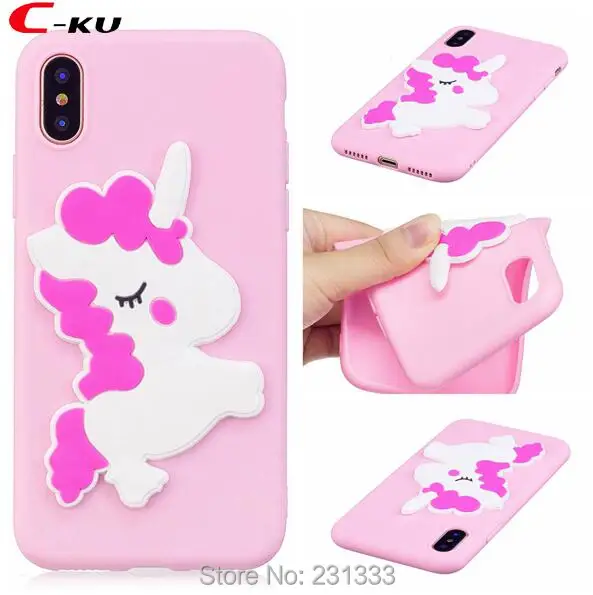 Мягкий чехол из ТПУ C ku Unicorn Для Iphone X 8 7 7plus 6 6S Plus SE 5S карамельный с изображением