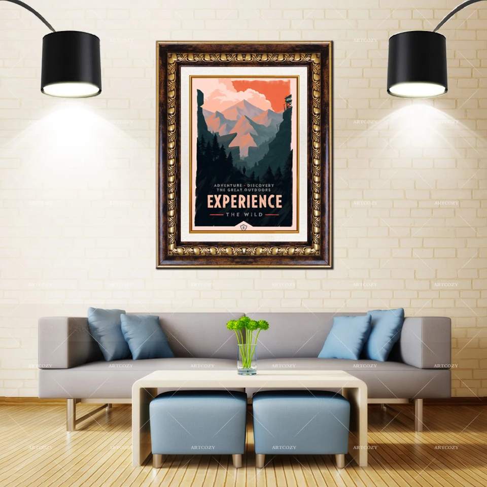 Artcozy Водонепроницаемая холщовая картина Золотая рамка абстрактный Олли мох