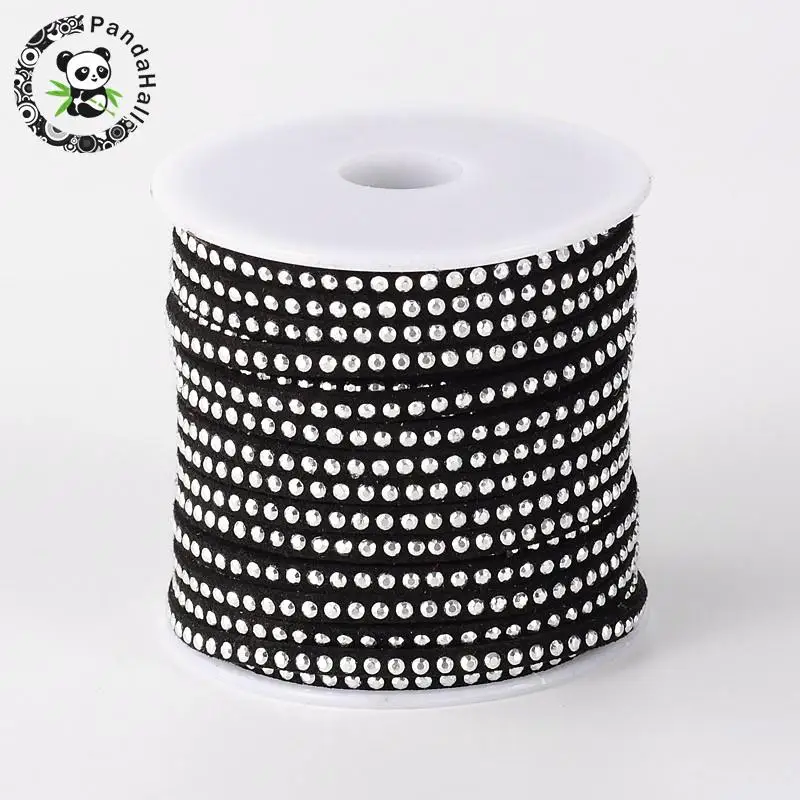 3x2mm Faux Suede Cord with Silver Aluminum Cabochons Jewelry Findings for Jewelry Making DIY about 20yards/roll