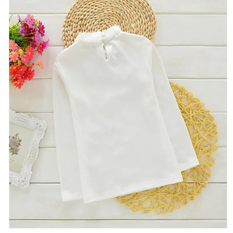 Новинка весенне осенняя блузка для маленьких девочек белая кружевная одежда с