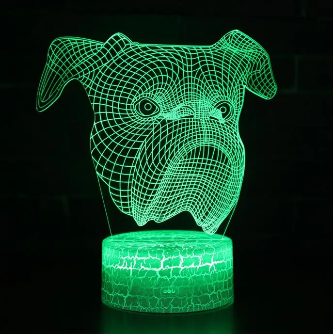 dog head Французский бульдог кошка сова LED 3D визуальную иллюзию ночник Творческий Украшение стола USB свет декоративные Новинка лампы Дети подарок - Испускаемый цвет: dog head
