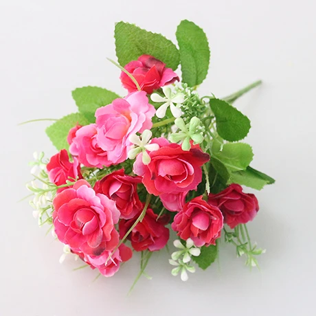 rose red JAROWN Мини Искусственные розы 5 филиалов моделирование пластик Шелковый букет цветов для дома вечерние, свадебные украшения для отдыха искусство - Цвет: rose red