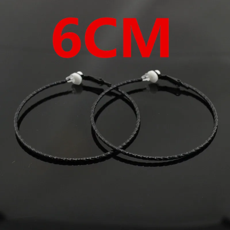 60MM black ear clip Клипсы для ушей, без отверстий, без пирсинга, большие круглые серьги для женщин, женские ювелирные изделия, черные, розовые, золотые, серебряные, Mevrouw oorbellen - Окраска металла: 60MM black ear clip