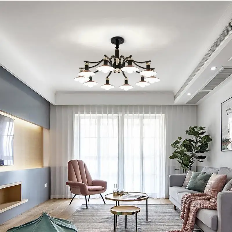 Современные светодиодные люстры для гостиной потолочные столовой три цвета