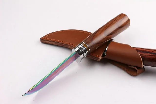 New Colorful Titanium Damascus Hunting Knives Yellow Sandal Handle Survival Straight Knife Outdoor Camping EDC Tools | Инструменты