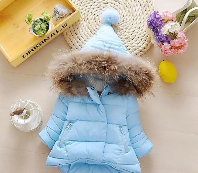 

6 COLOR Kids Winter Jacket Snowsuit Baby Girls Winter Coat Infant Children Clothing Fashion Fur Collar Hooded Thick Jacket