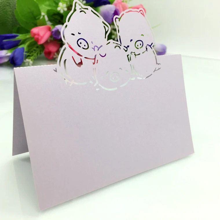 50pcs Laser Cut Cute Pig table name Place Cards Wedding Party Table Decoration wedding decoration favor | Дом и сад