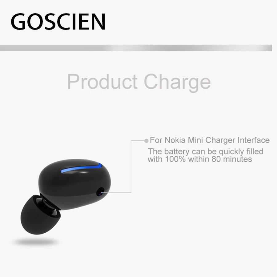 GOSCIEN беспроводные bluetooth гарнитуры мини невидимые наушники спортивные