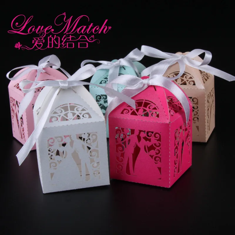 50 шт. коробка конфет с лазерной резкой для невесты и жениха свадебных сувениров