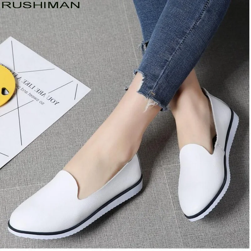 2021 Spring Autumn Flat Women Shoe Flats Ladies Dress Shoes Sneakers White Loafers Slip On casual Boat Oxford Shoes  SIZE 35-40