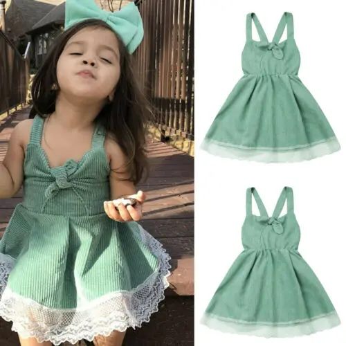 New Kid Baby Girls Tutu Dress Lace Floral Party Stripe Sleeveless Summer Clothes | Детская одежда и обувь
