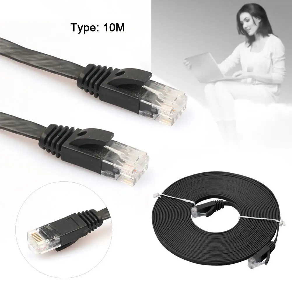 10 м высококачественный высокоскоростной плоский кабель Cat6 Ethernet Noolde ультратонкий
