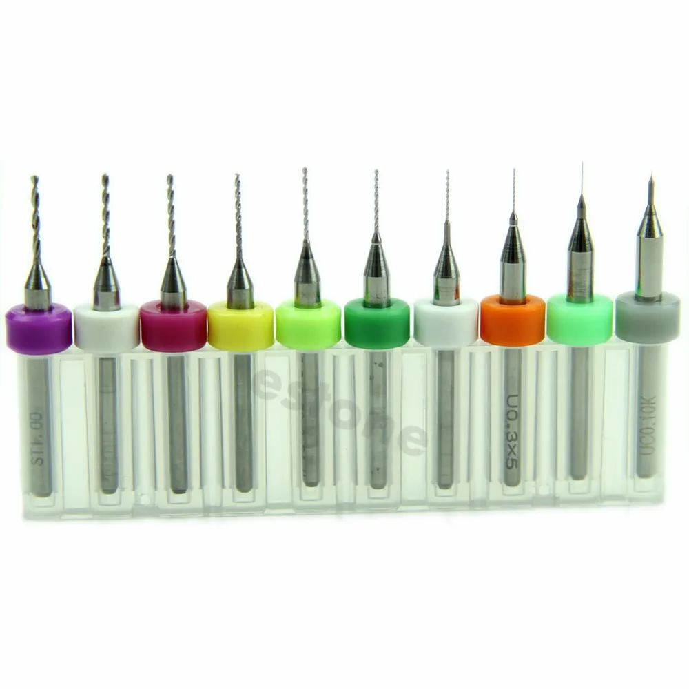 

10Pcs 0.1mm to 1.0mm PCB Print Circuit Board Carbide Micro Drill Bits Set Tool