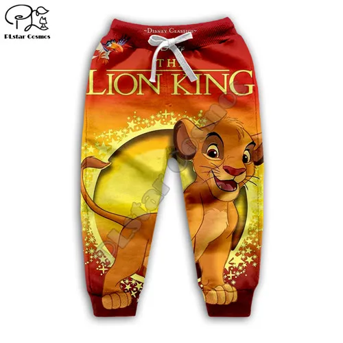kids pants Simba The Lion King/толстовка с капюшоном для детей, толстовки на молнии с 3d принтом, топ с длинными рукавами для мальчиков и девочек, штаны, Прямая поставка - Цвет: kids pants