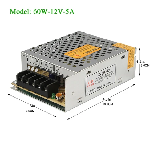 5A 60W Источник питания DC 12 В 2A 3A 5A 8A 13A 17A 20A 33A трансформатор освещения AC 110 В 220 В светодиодный драйвер переключатель адаптер питания для светодиодной ленты - Цвет: 5A 60W