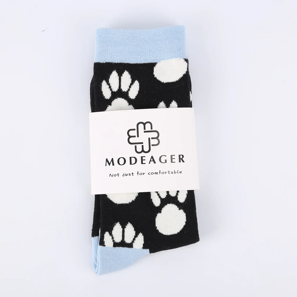 Modeager, брендовые модные хлопковые носки с рисунком животных, собаки, лапы, высокие мужские носки, толстые зимние теплые носки, 10 стилей