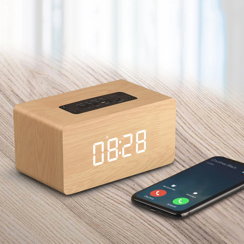 Abuzhen Портативный Hi-Fi Bluetooth динамик стерео беспроводной светодиодный дисплей часы