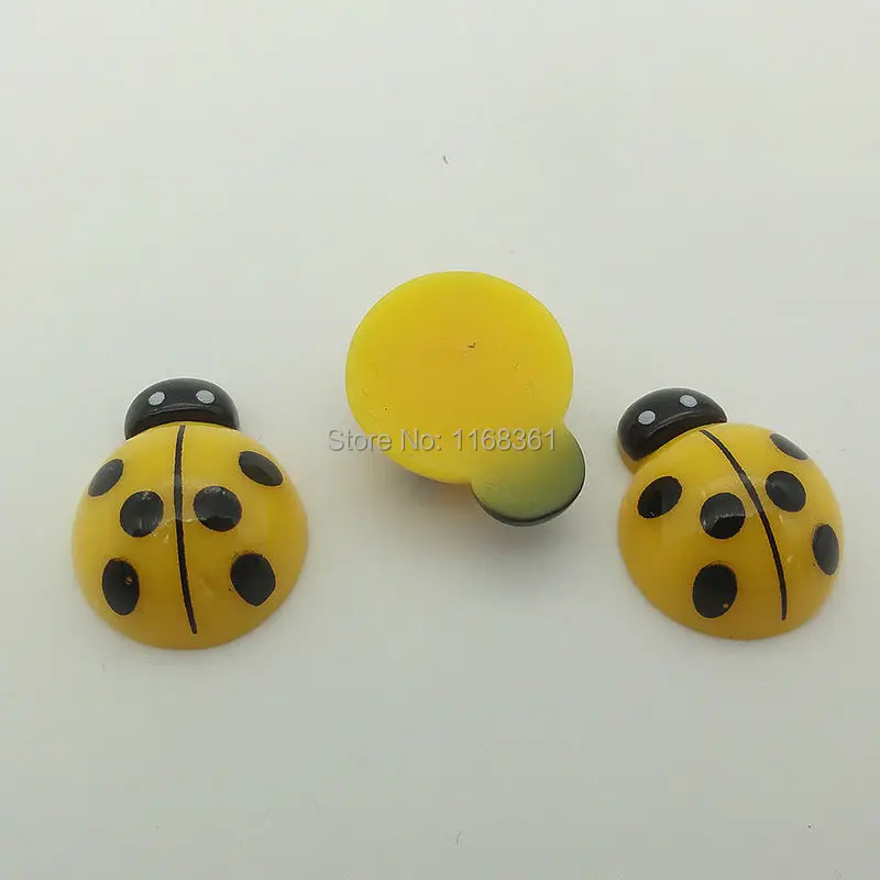 1 шт./лот резиновая плоская задняя имитация желтая Божья коровка 19 мм Кабошоны