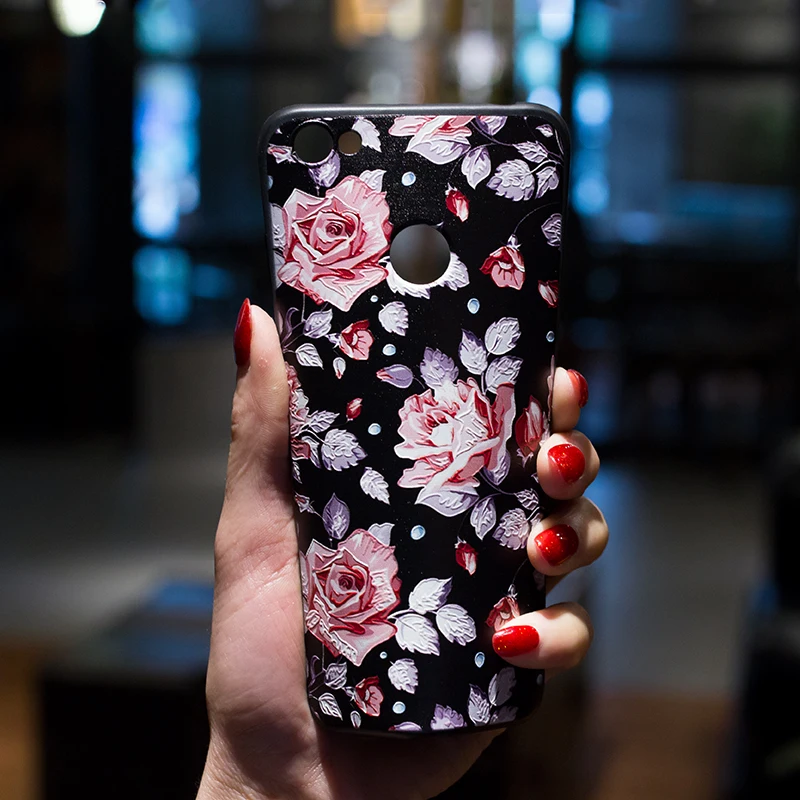 Case For Huawei P20 Lite P10 P9 P8 2017 Honor 6X 7X 10 9 Nova 2 Plus 3E 3D Relief Cases Flower Phone |