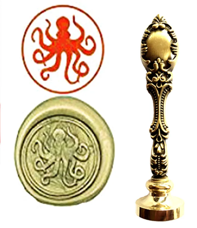 Пользовательский логотип роскошный Осьминог винтажная восковая печать набор