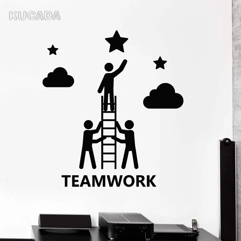 Виниловые наклейки на стены компании Teamwork офис девиз Конференц-зал кабинет Декор