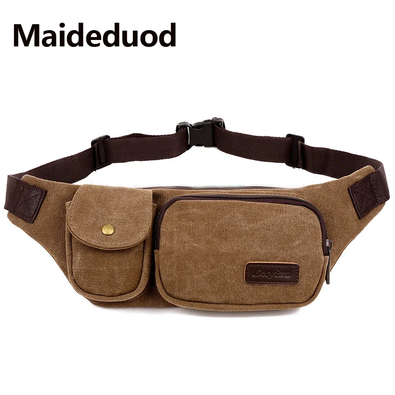 

Maideduod Men Male Casual Functional Fanny Bag Waist Bag Money Phone Belt Bag Pouch Coffee Black Bum Hip Bag Shoulder Belt Pack