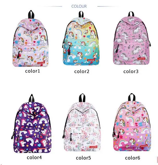 

1 piece Cute Unicorn backpack horse Printing School Bag for Teenagers Girls Female Travel bag Mochila Escolar