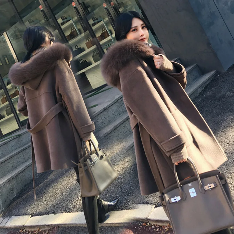Женское пальто с капюшоном Осеннее/зимнее большого размера|autumn winter women coat|blend