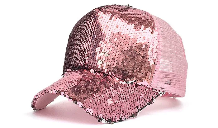 Новая мода повседневное блесток Snapback бейсболка регулируемая бейсболка для женщин на лето и весну Черный, Розовый Золото кепки s Открытый