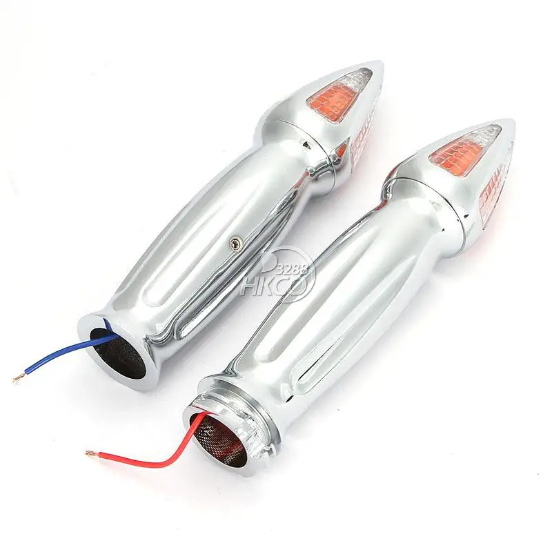 1 &quotХромированная Шипованная рукоятка мотоцикла с поворотниками Для Kawasaki Honda Yamaha