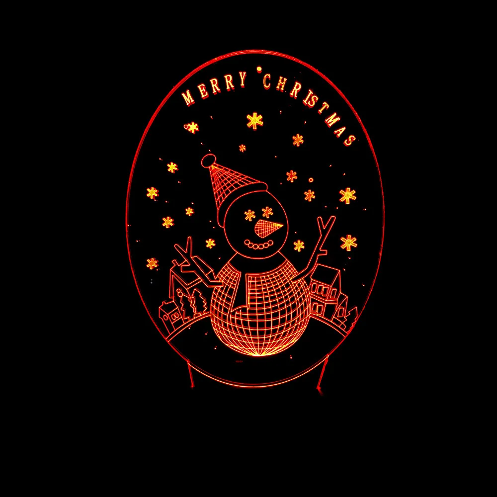 Снеговик ночной Светильник 3D стерео видения лампы акрил 7 цветов Изменение USB