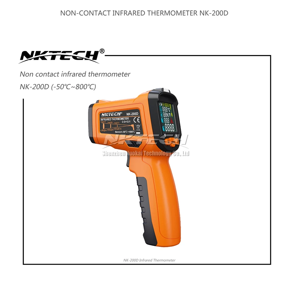 NKTECH цифровой лазерный инфракрасный ИК пистолет NK-200D 5 в 1 ЖК влажность росы термометр-50~ 800 температура окружающей среды термопары метр