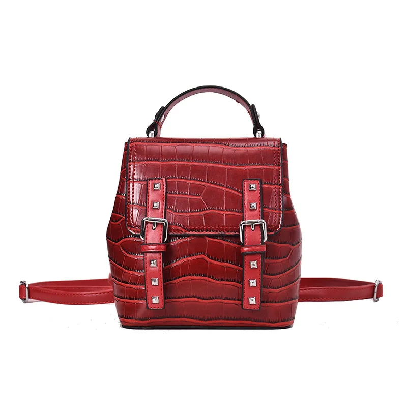Crocodile women backpack new fashion casual pu leather luxury Teenage for girls ladies travel backpacks small 6N123 | Багаж и сумки