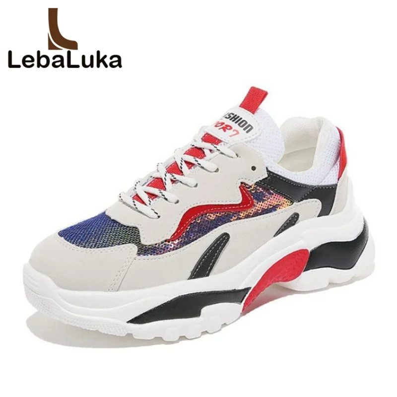 LebaLuka Colorful Thick Bottom Outdoor Walking Vulcanized Shoes Women Light Weight Mountain Brand Sneakers Size 35-40 | Обувь