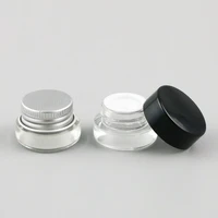 3g 3ml empty travel mini clear glass cream jar pot can with black silver cap inner white seal make up cosmetic container 20pcs