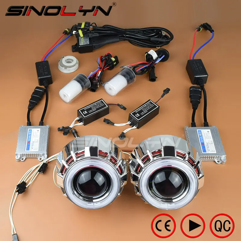 Sinolyn H7 H4 Фары линзы биксенон полный комплект Двойной ангельские глазки HID проектор линзы для автомобилей Аксессуары тюнинг использование H1 ксенон