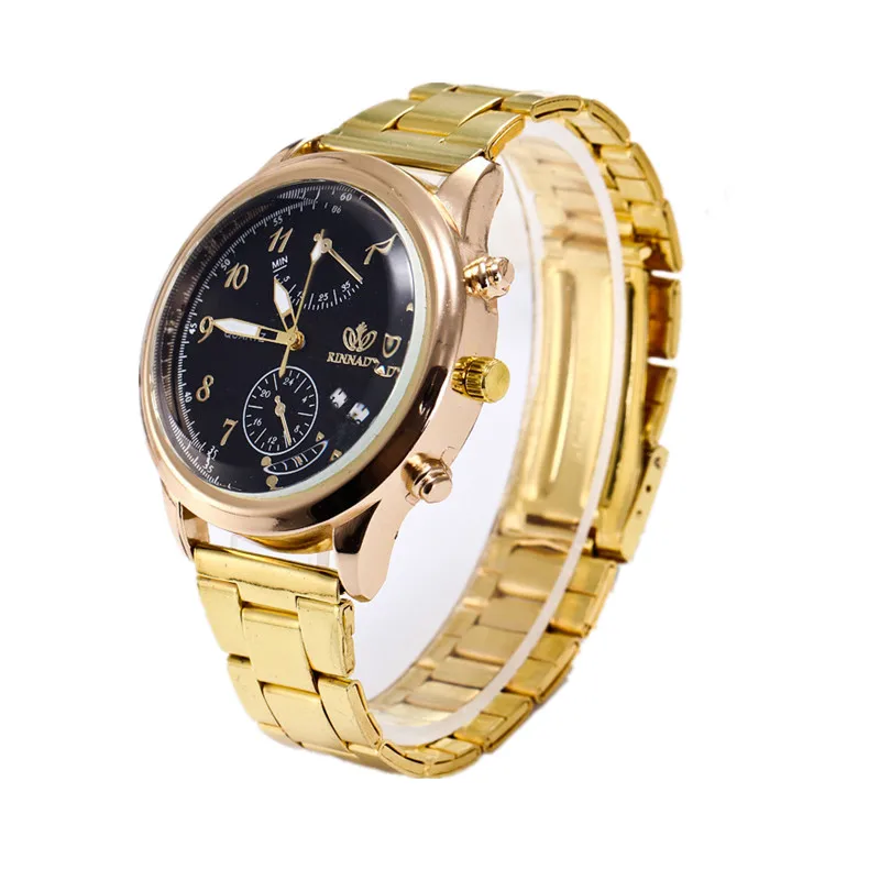 Часы наручные мужские кварцевые с большим циферблатом из нержавеющей