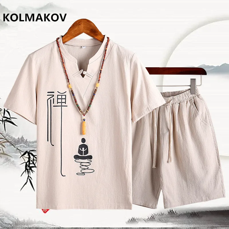 

(Рубашка + шорты) 2019, летняя мужская рубашка с коротким рукавом, мужские рубашки из хлопка и льна, мужские повседневные модные рубашки высоко...