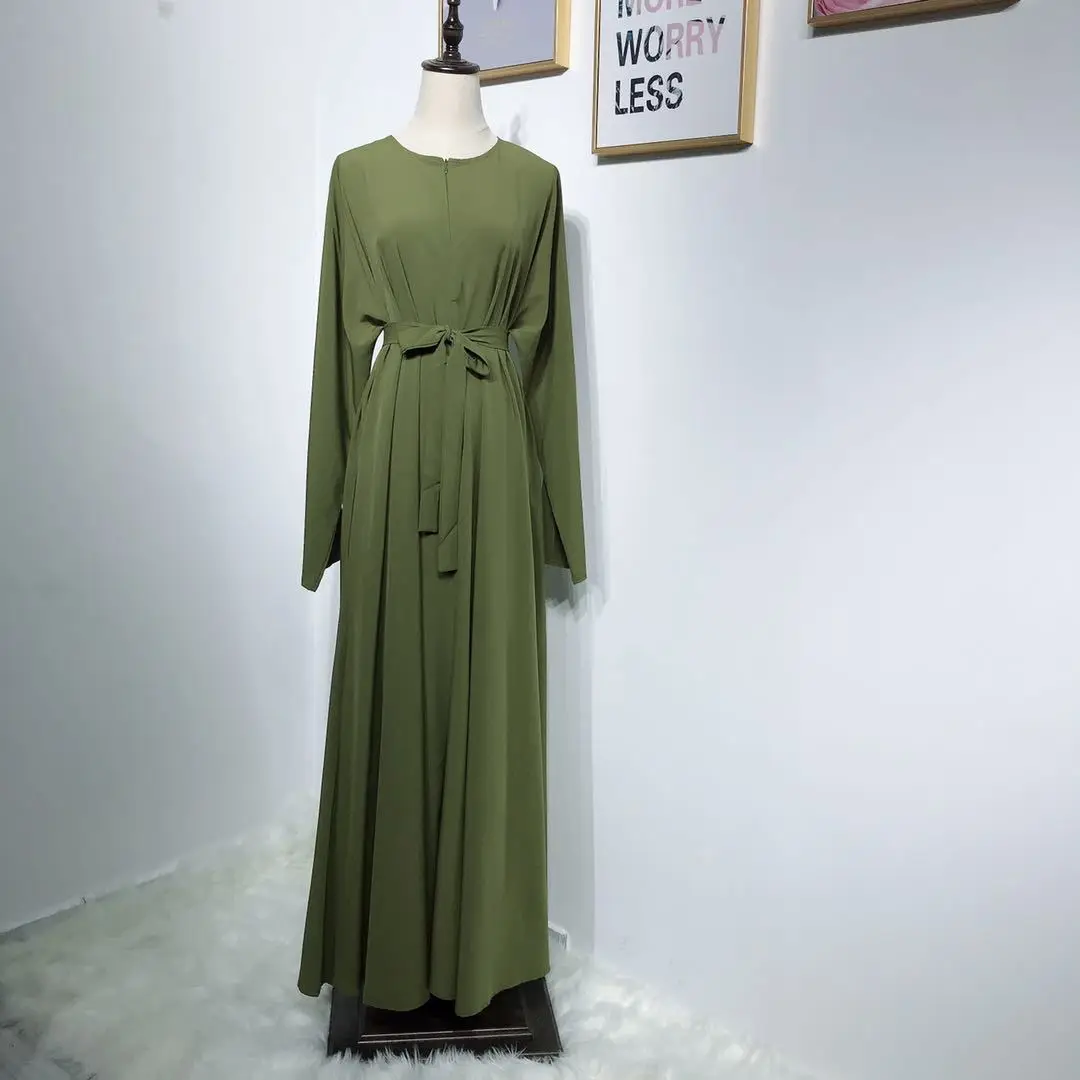 

Bandage Dress Women Green Black Muslim Abaya Femme Islamic Clothing Dubai Turkish Turkey Bangladesh Kaftan Robe Arabic Caftan