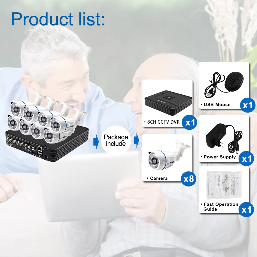 Smar 8CH DVR 720P/1080P HDMI CCTV Системы видео Регистраторы 8 шт. охранных Водонепроницаемый