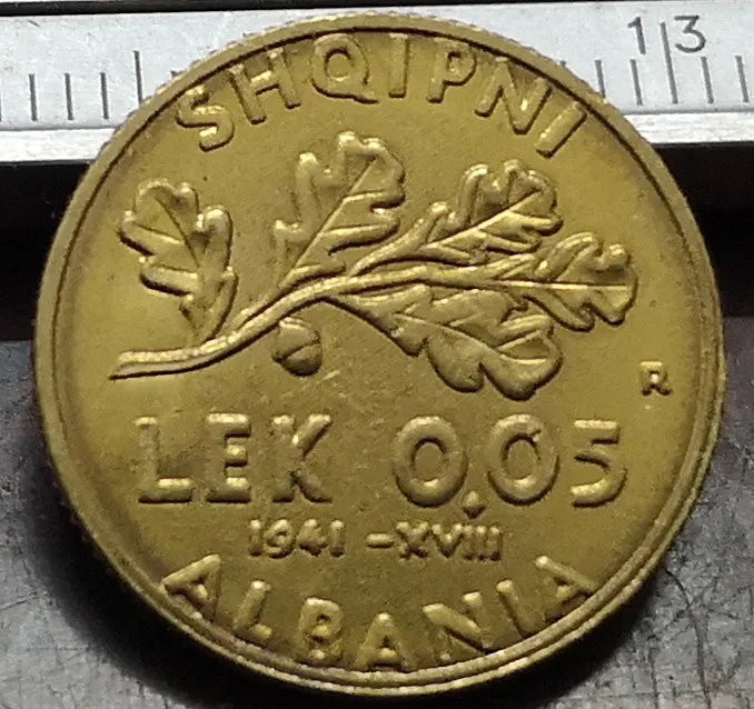 1941 Albania 0,05 Lek-Vittorio Emanuele бронзовая имитация монеты