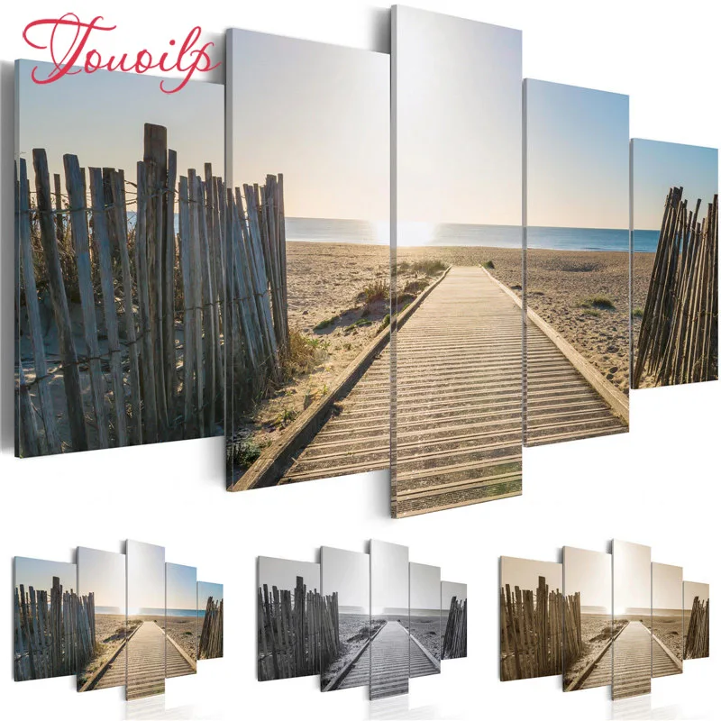 

TOUOILP Full Square/Round Drill DIY 5pcs Diamond Painting"Beach beach view"Embroidery Cross Stitch 5D Home Decor Gift